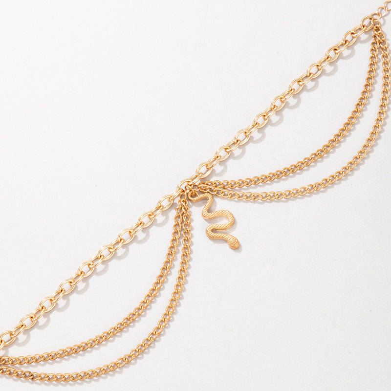 Forest Snake Charm Layered Anklet