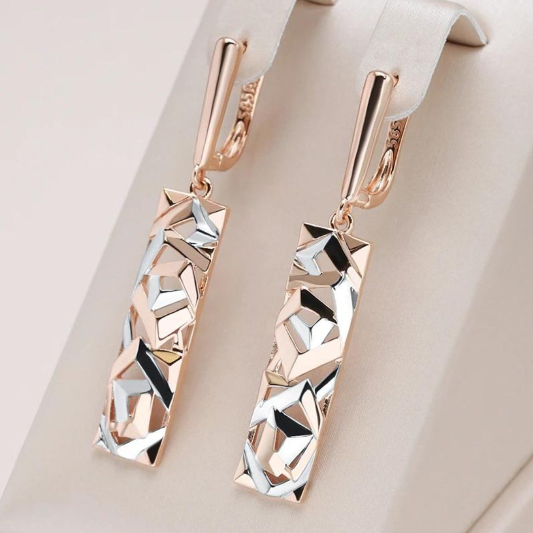 Rectangular Pendant with Rose Gold and Silver