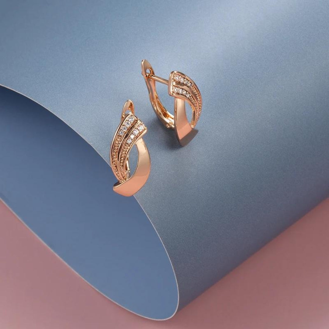 Elegant rose gold cubic zirconia earrings