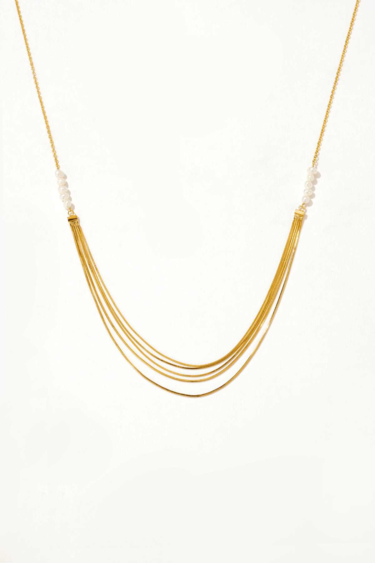 Calithra Gold Pearl Beaded Necklace