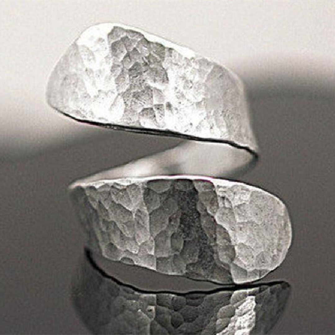 Modernist Spiral 925 Silver Ring with Relief