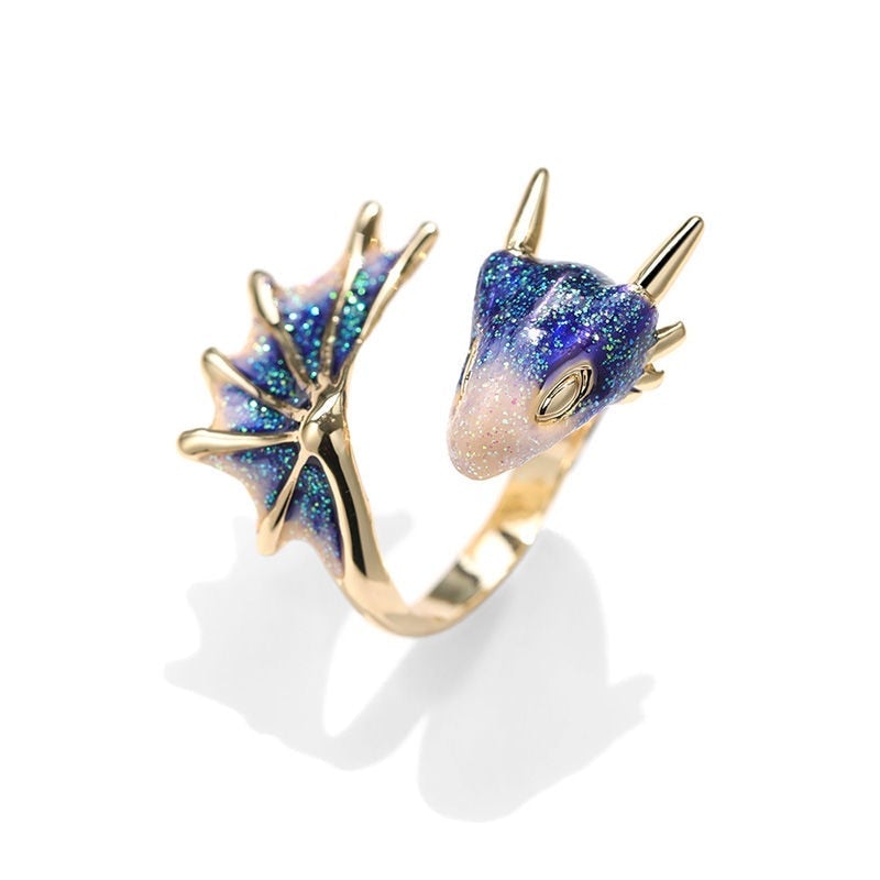 Adjustable Dragon Ring and Hand Painted Enamel