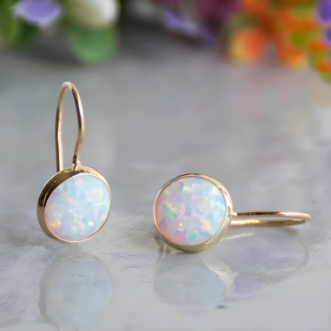 VINTAGE OPAL STONE GOLD EARRINGS