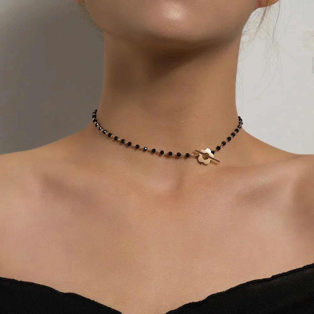 Floral Choker Flower Clasp Necklace