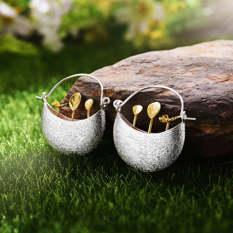 Gold Plated Floral Basket in Silver