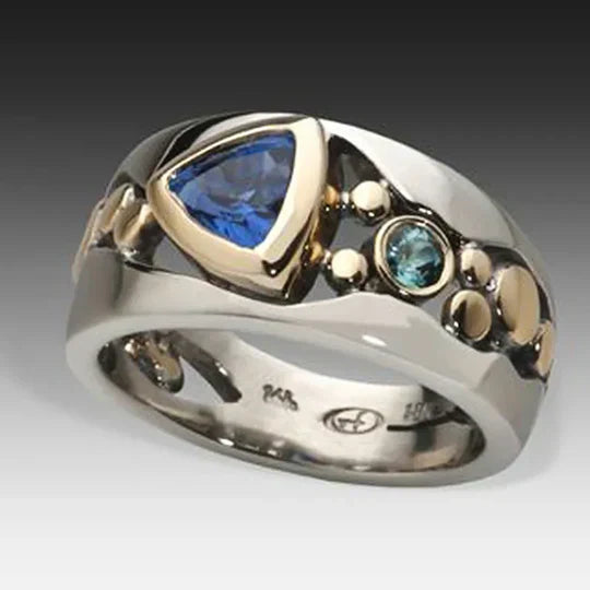 Vintage Blue Zirconia Boho Ring