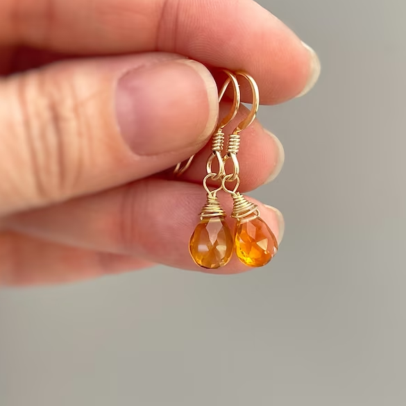 Vintage Orange Crystal Golden