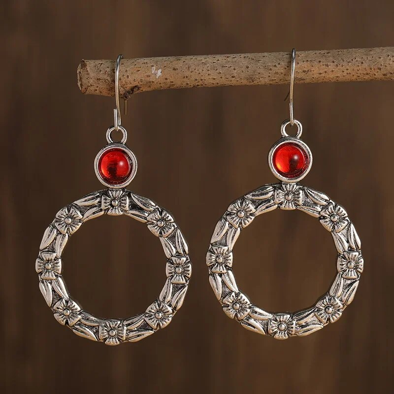 Vintage Circle Red Zirconia