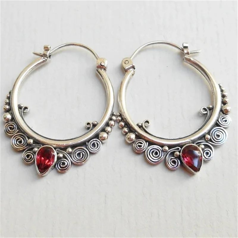 Vintage Red Crystal Silver