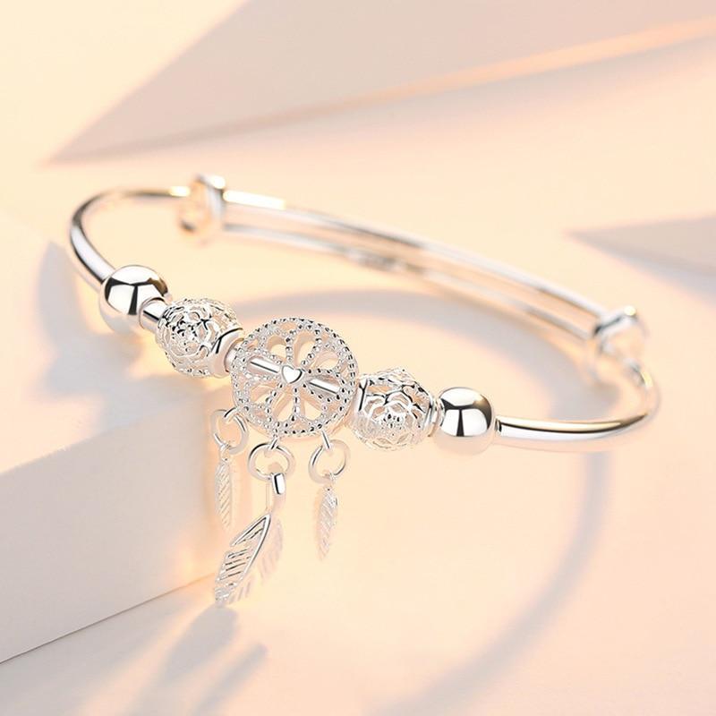 Adjustable Dreamcatcher bracelet in 925 silver