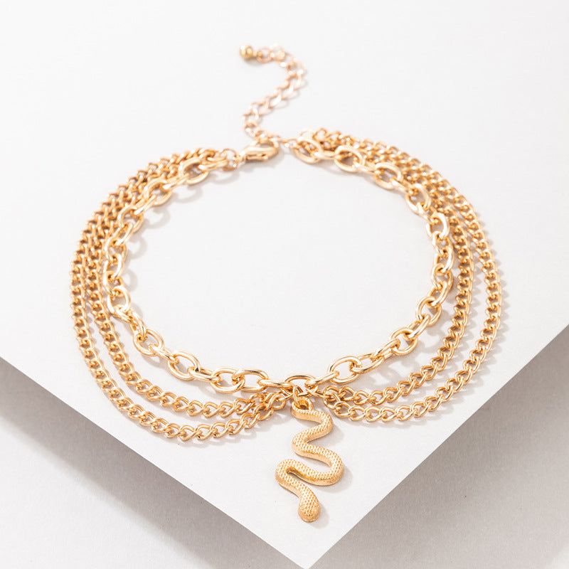 Forest Snake Charm Layered Anklet