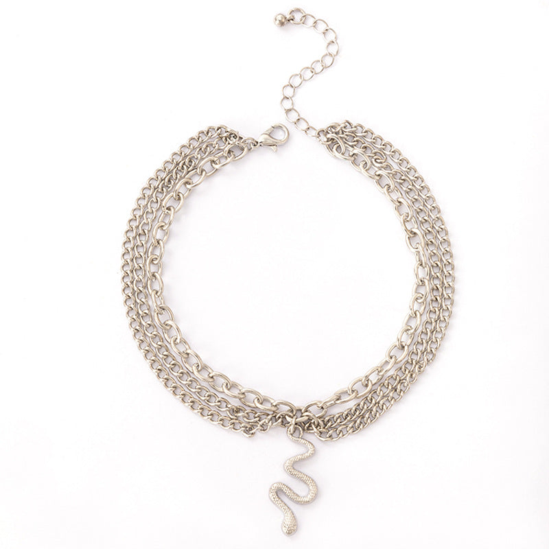 Forest Snake Charm Layered Anklet