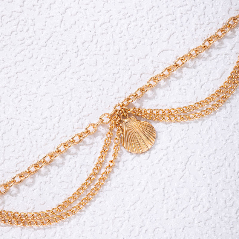 Shell Charm Layered Anklet