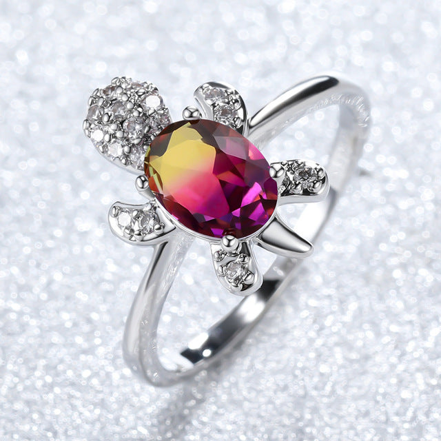 Sea Turtle Ring in Zirconium and Silver