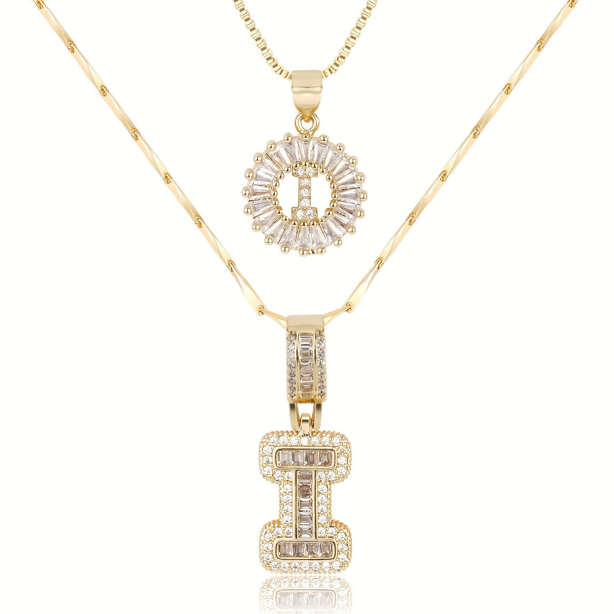 2pc 14k Diamond Letter Initial Necklaces