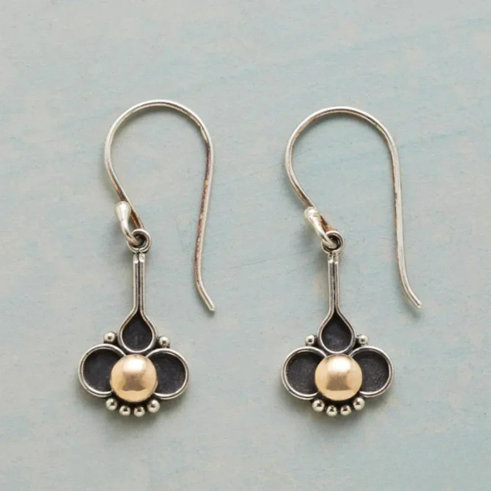 Boho Clover Pearl Silver Earrings