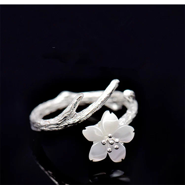 White Natural Jade Ring in Sterling Silver