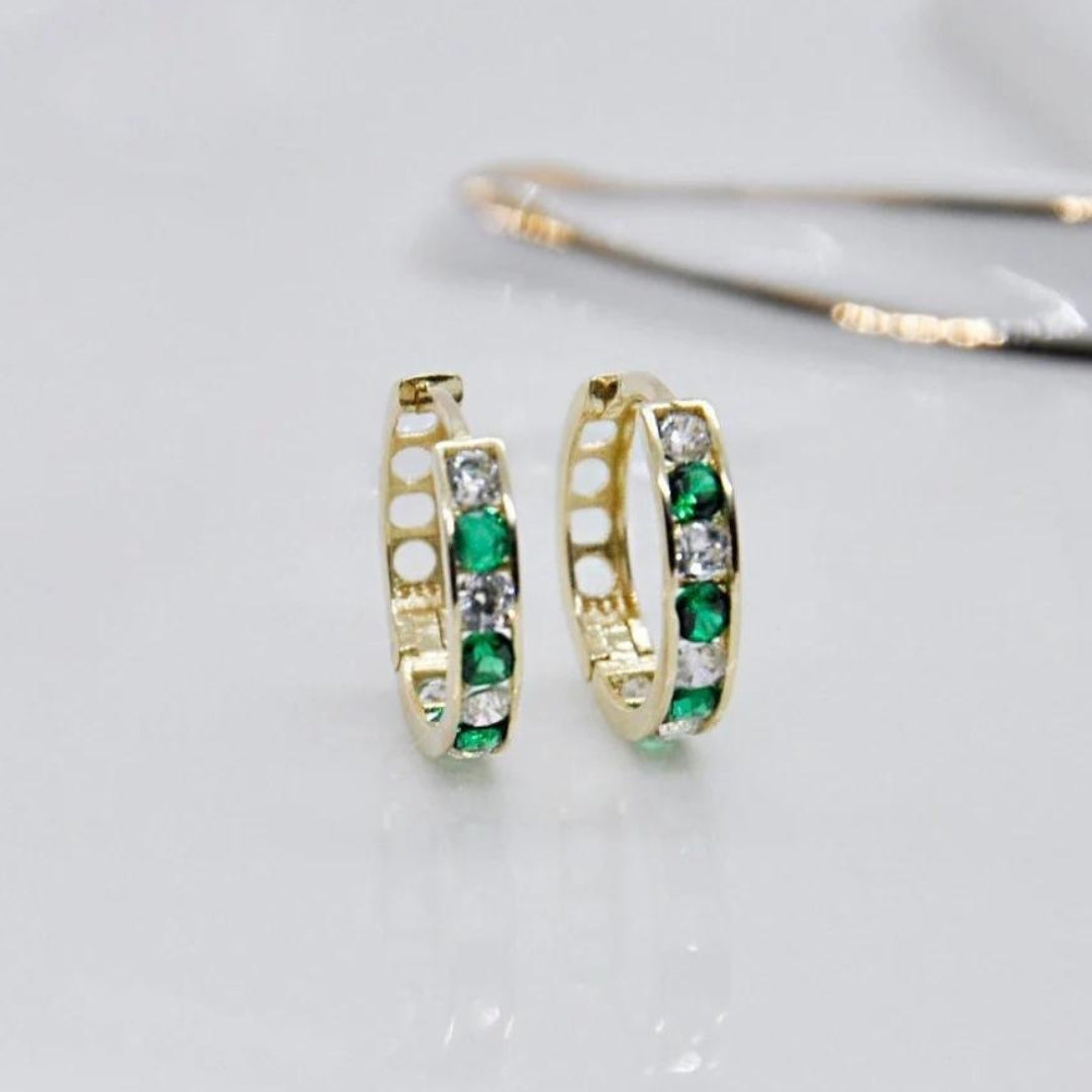 Green Crystal  with Zirconia in Gold