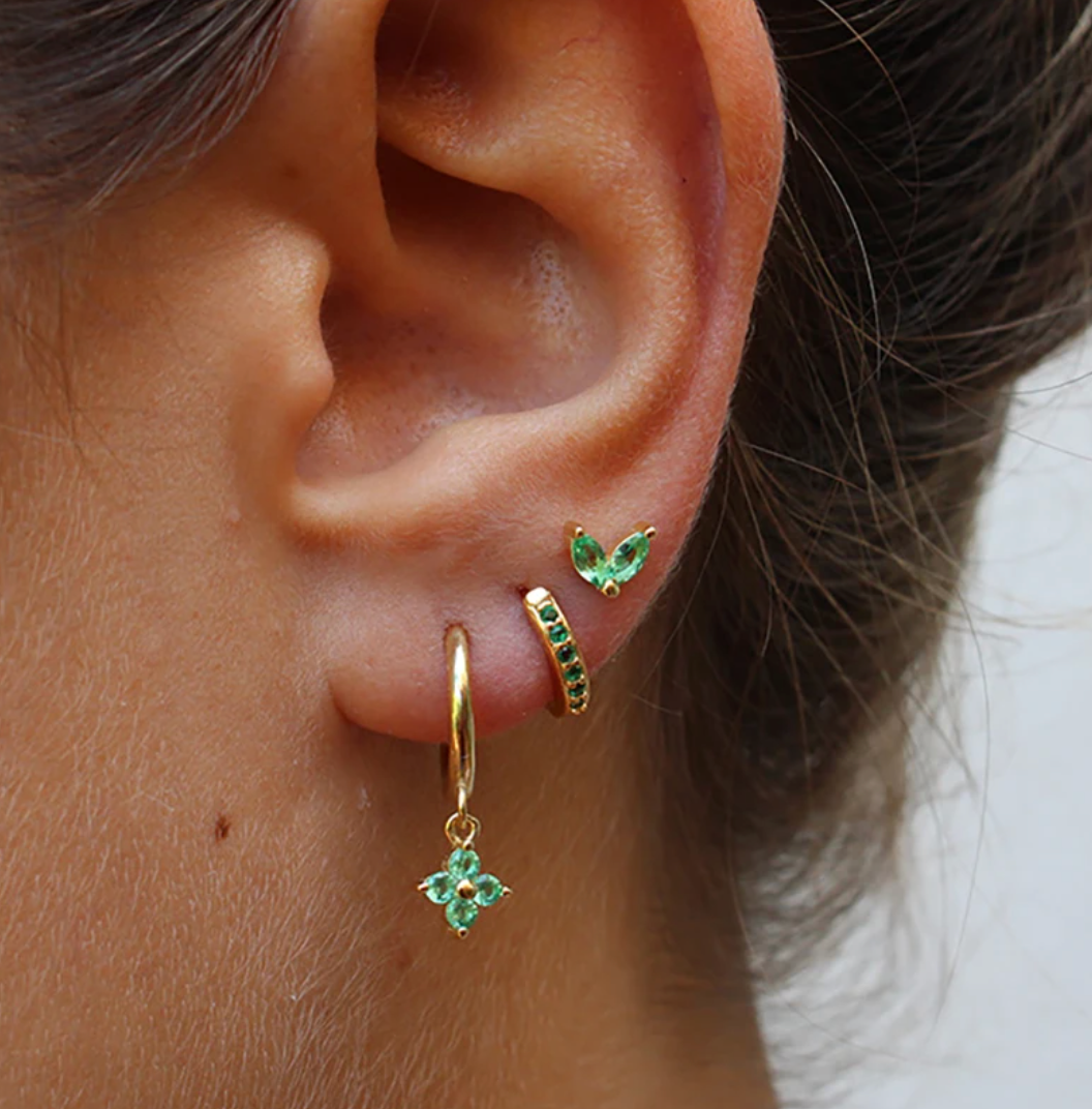 Button and Pendant Earrings in 18K Gold Plating
