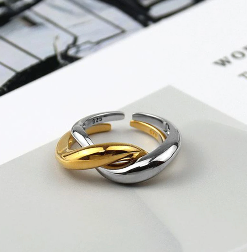 Intertwined 18K Gold Plated and 925 Silver Ring