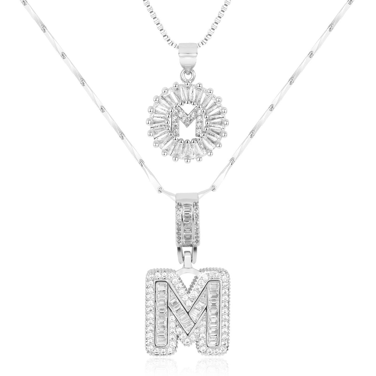 2pc 14k Diamond Letter Initial Necklaces
