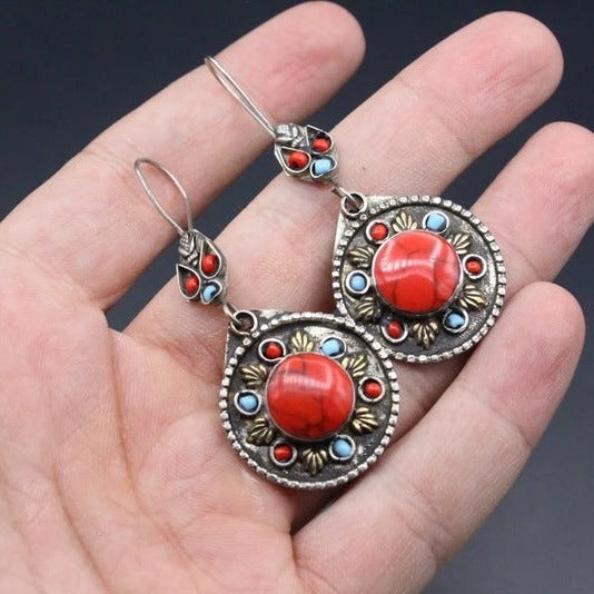 Boho Rounded  with Red Stone