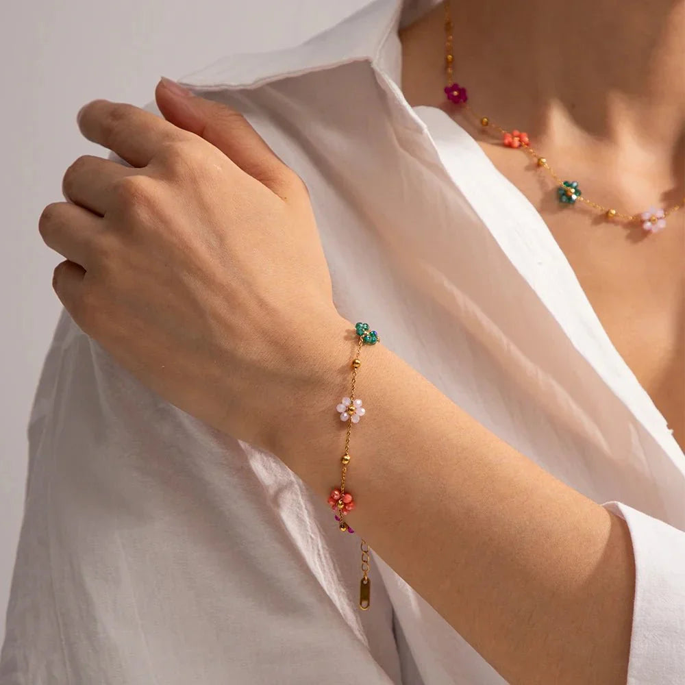 Dainty Spring Floral Jewelry Set