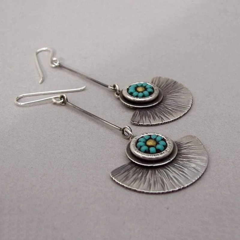 Vintage Silver  with Green Flowers