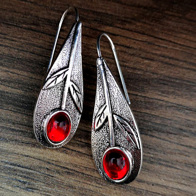 Vintage Red Crystal  in Silver
