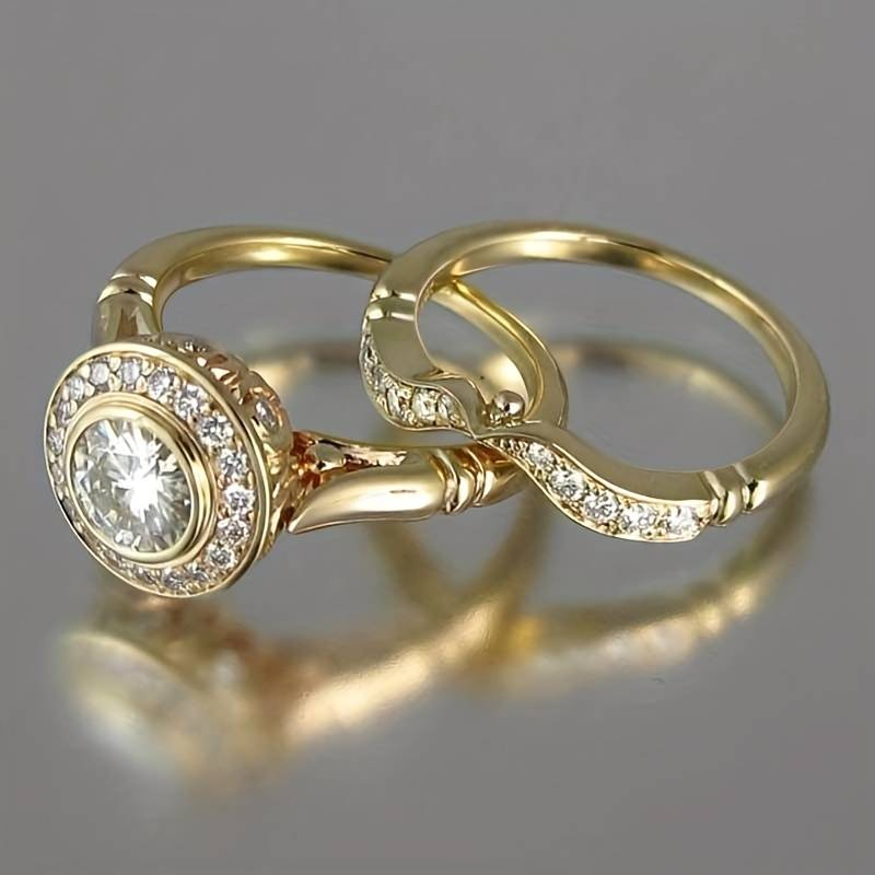 Elegant Vintage Gold & Zirconia Ring Pack