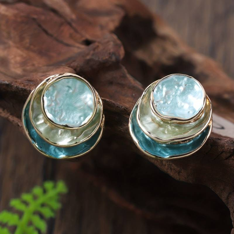 Vintage Elegant Handpainted Layered Earrings