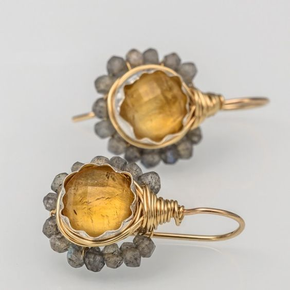 Vintage Orange Crystal Gold