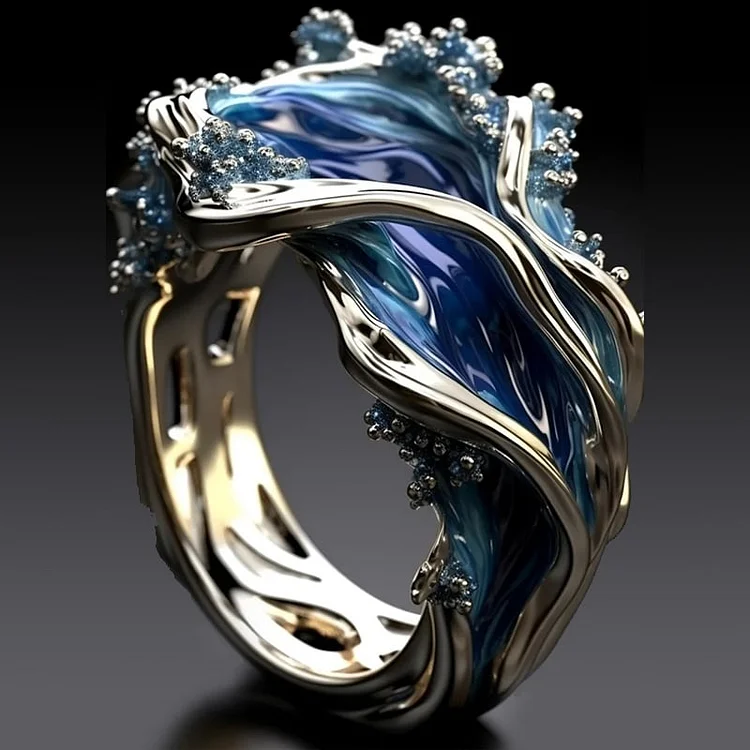 VINTAGE GOLDEN OCEAN WAVY RING