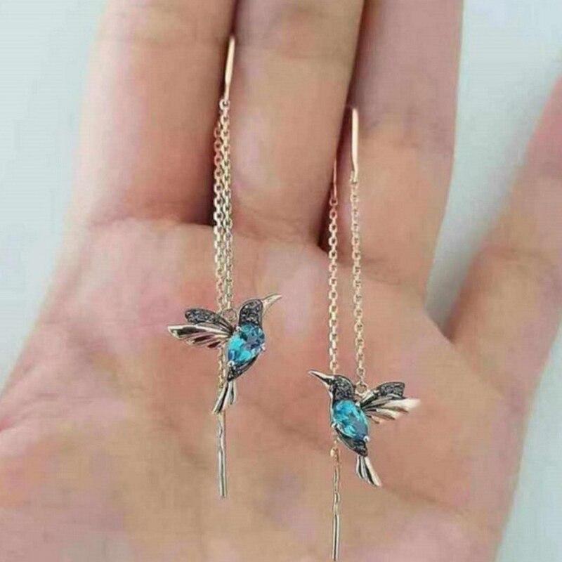 stylish Hummingbird Enamel & Zirconia earrings